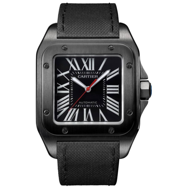 Cartier Santos 100 : elle s'habille de noir Cartier Santos 100 : elle s'habille de noir