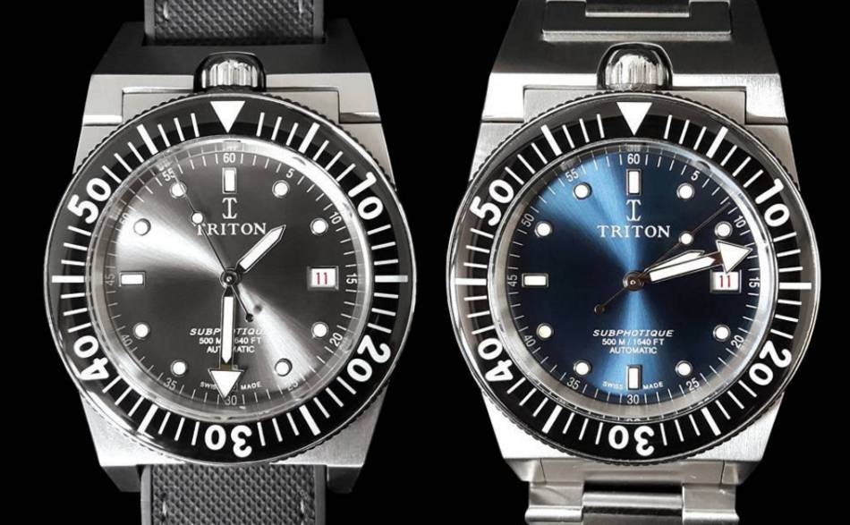 Triton, cadra gris perle et bleu Triton, cadra gris perle et bleu