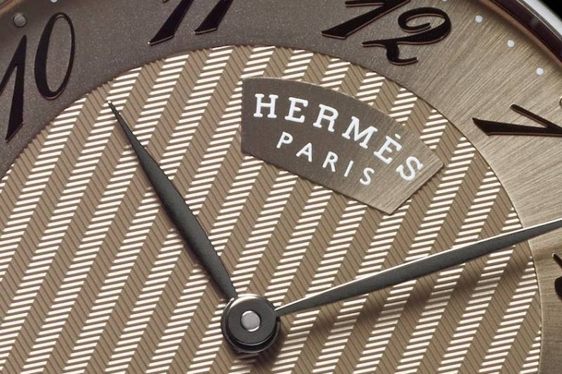 Hermès Arceau Très Grand Modèle : cadran noisette à chevron
