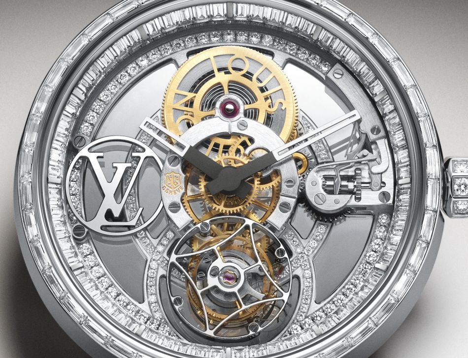 Louis Vuitton Tambour Moon Tourbillon Volant "Poinçon de Genève" pavée