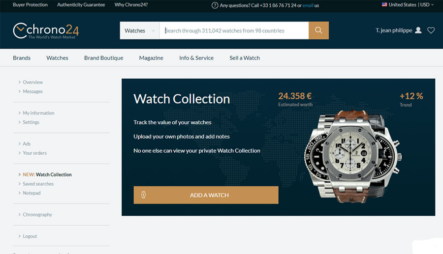 Watch collection : l'outil qui calcule la valeur de votre collection horlogère sur Chrono24