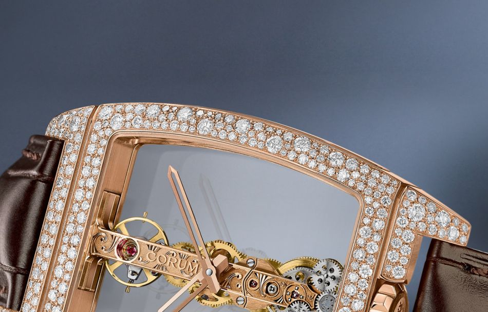 Corum Golden Bridge serti neige (détail)