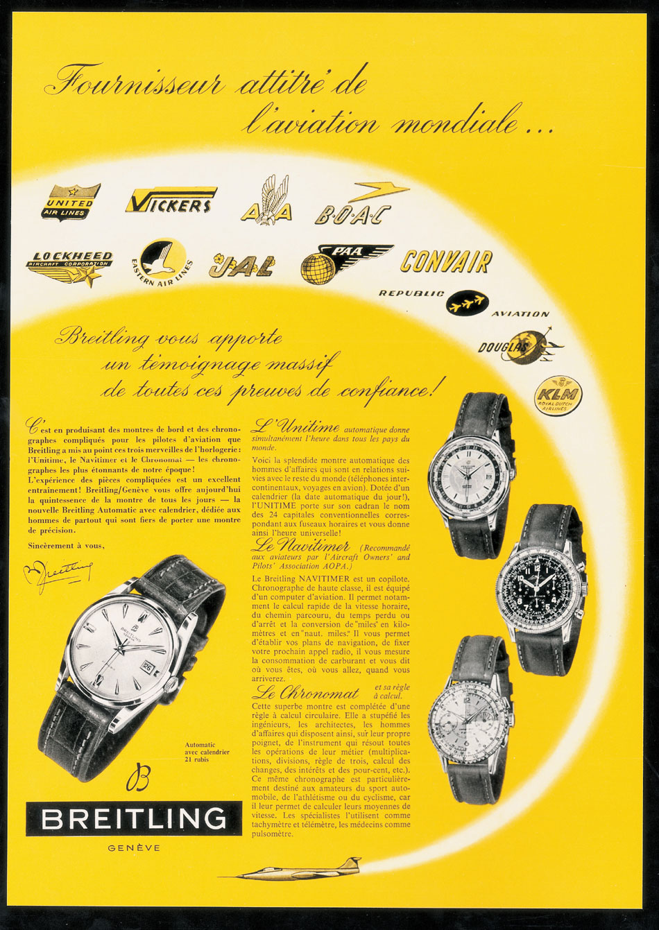 Publicité Breitling vintage Publicité Breitling vintage
