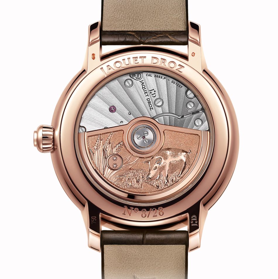 Jaquet Droz : le cochon en peinture miniature Jaquet Droz : le cochon en peinture miniature