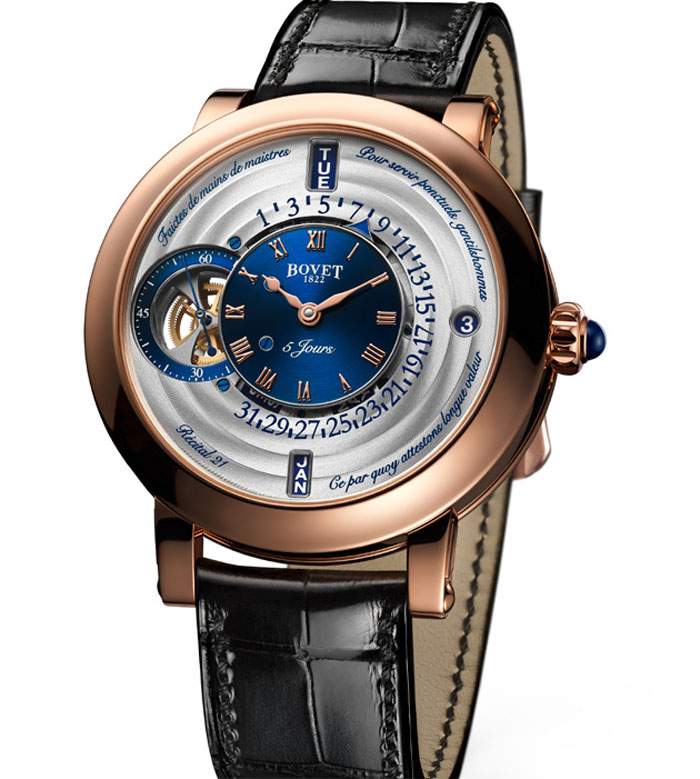 Bovet Récital 21 quantième perpétuel avec date rétrograde Bovet Récital 21 quantième perpétuel avec date rétrograde