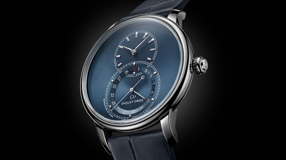 Jaquet Droz Grande Seconde Quantième : l'heure bleue en 39 ou 43 mm Jaquet Droz Grande Seconde Quantième : l'heure bleue en 39 ou 43 mm