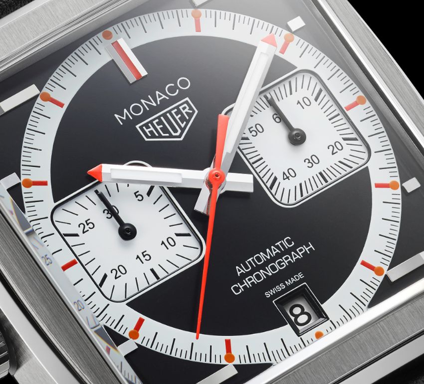 TAG Heuer Monaco 50ème anniversaire : look "noir, blanc et orange" pour les années 2000 TAG Heuer Monaco 50ème anniversaire : look "noir, blanc et orange" pour les années 2000