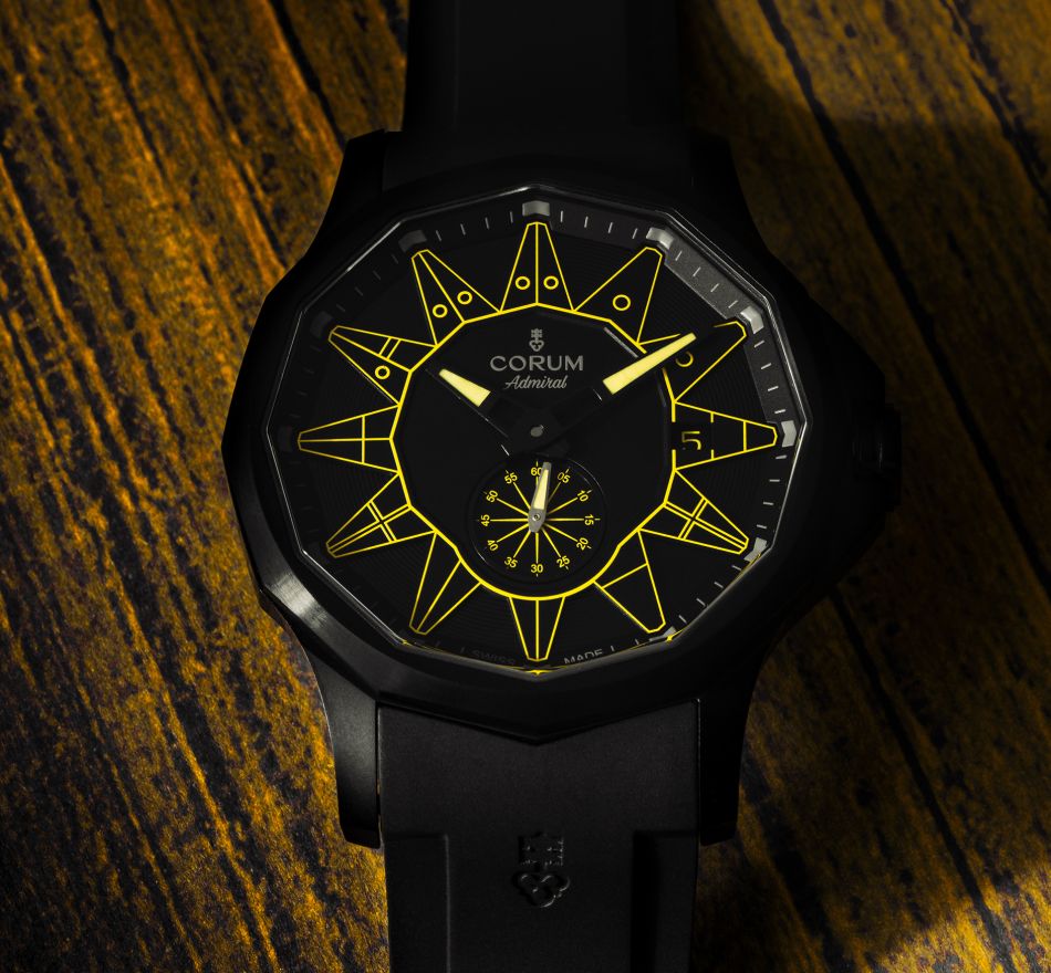 Corum : l'Admiral 42 Automatic s'agrémente de couleurs vives dans sa tenue noire