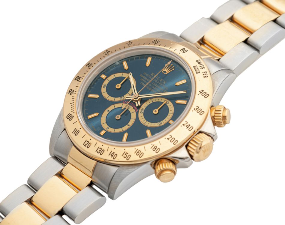 Rolex, Ref. 16523, Daytona Chairman acier et or jaune, cadran bleu Crédit Antiquorum
