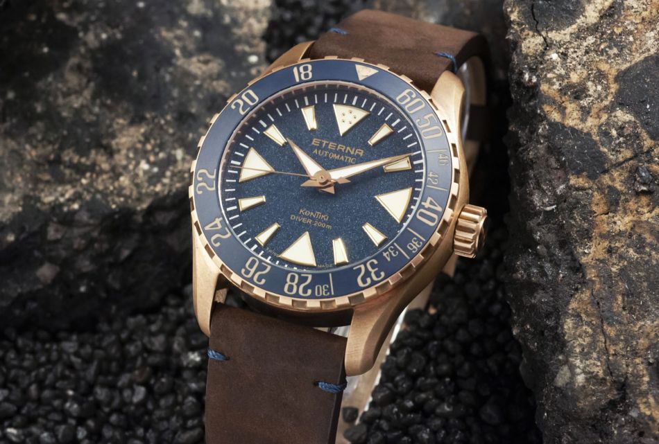 Eterna Kon Tiki bronze cadran bleu