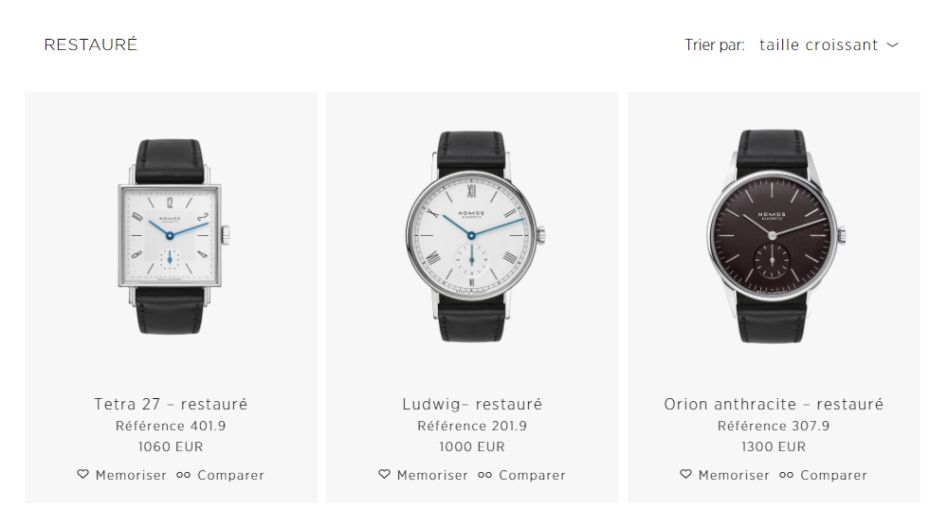 Bon plan chez Nomos avec une sélection de montres restaurées vendues en ligne