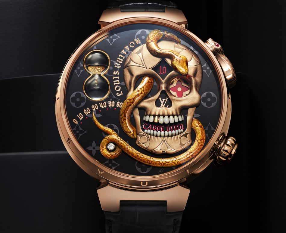 Louis Vuitton Tambour Carpe Diem : tête de mort pour ode à la vie Louis Vuitton Tambour Carpe Diem : tête de mort pour ode à la vie