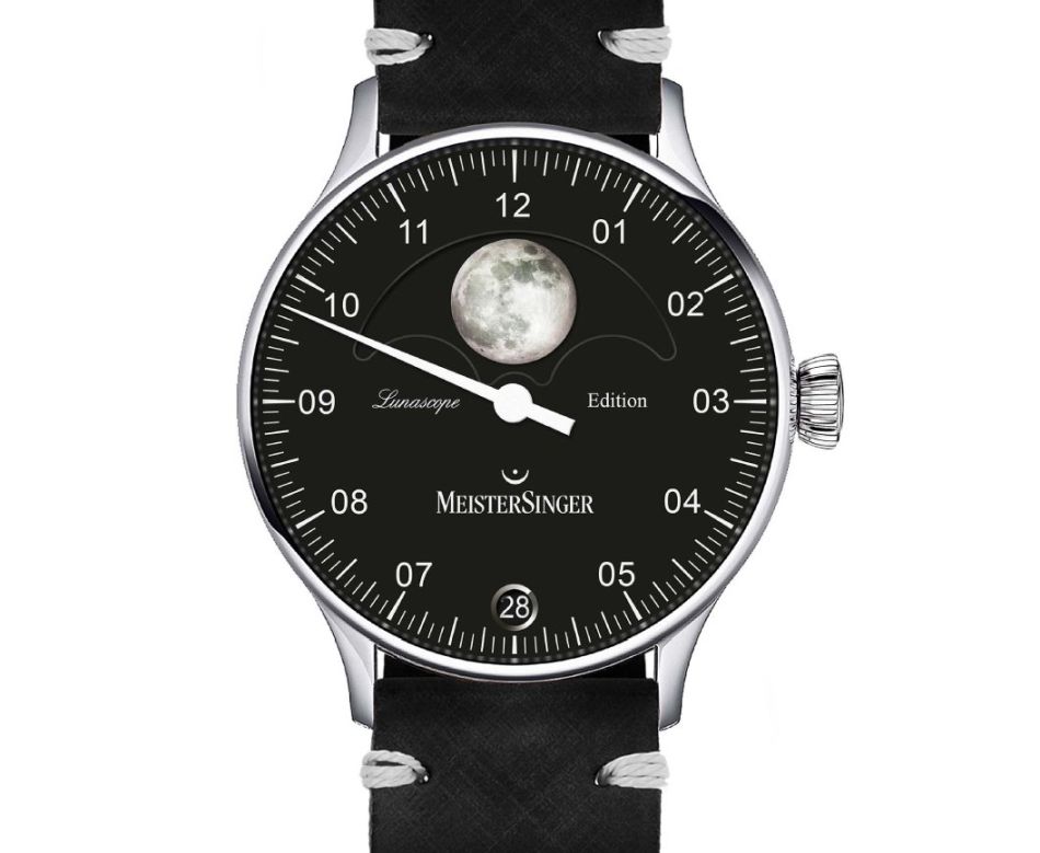Meistersinger Lunascope Spéciale Emile Léon : rare édition limitée à 8 exemplaires avec Lune luminescente Meistersinger Lunascope Spéciale Emile Léon : rare édition limitée à 8 exemplaires avec Lune luminescente