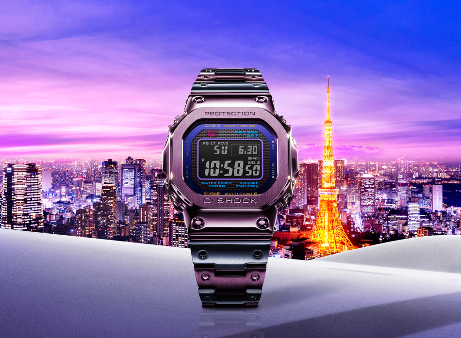 G-Shock GMW-B5000PB : un nouveau modèle bicolore en métal irisé violet et bleu