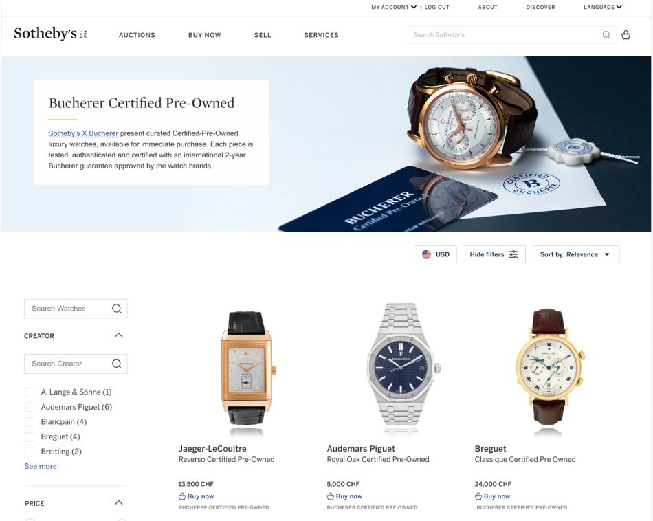 Bucherer Certified Pre-Owned s'associe à Sotheby's pour la vente de ses montres d'occasion