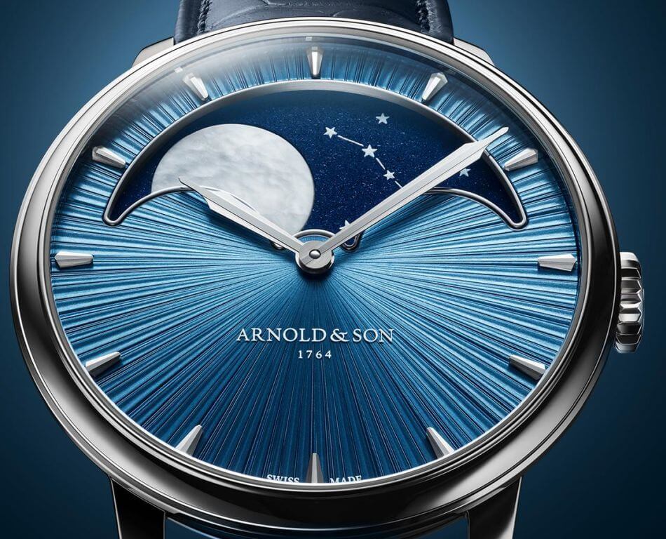 Arnold & Son Perpetual Moon 41,5 Platinum "Celestial blue" : Lune bleue