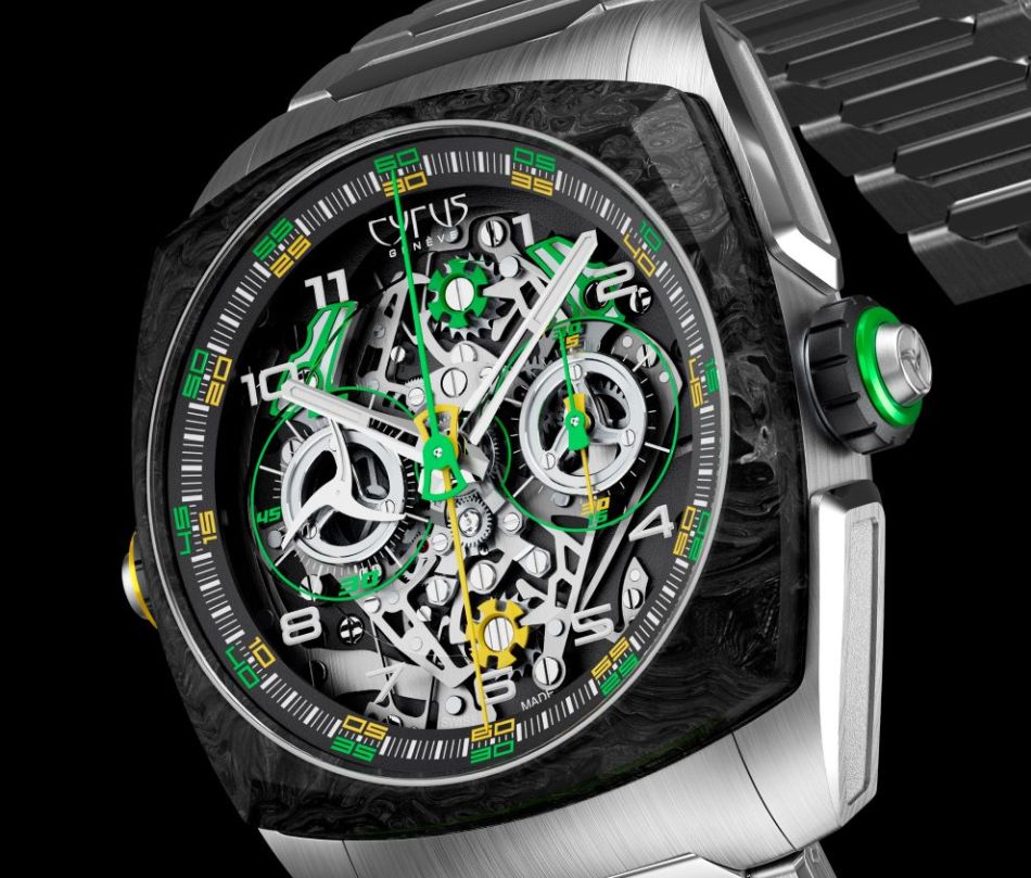 Cyrus Genève Klepys Dice Lime Carbon : un double chronographe à double monopoussoir !