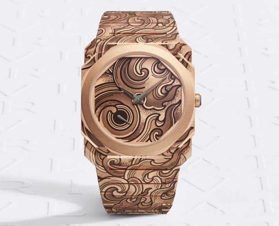 Chronopassion presenta il suo orologio Bvlgari Octo Finissimo Tattoo Fuoco in oro rosa