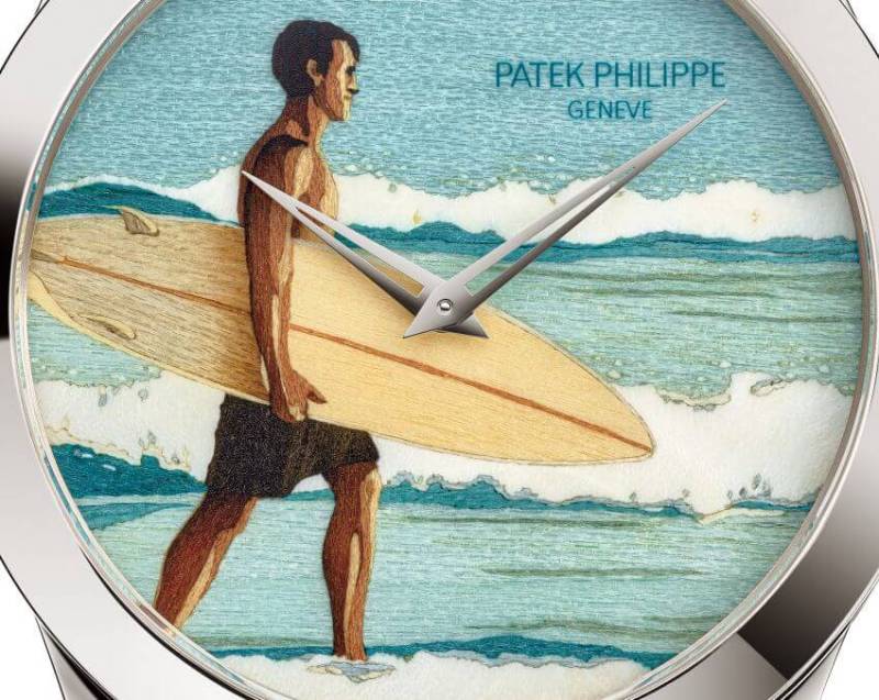 Patek Philippe Calatrava "Sur la plage" : un somptueux cadran en marqueterie de bois de style "Hopper"