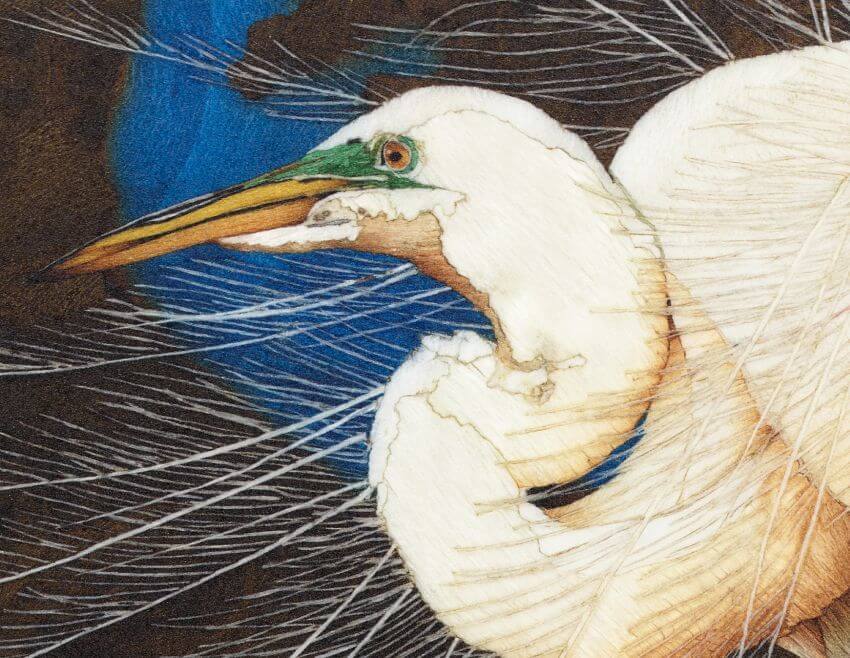 Patek Philippe "Portrait d'aigrette blanche" : montre de poche pièce unique en marqueterie de bois