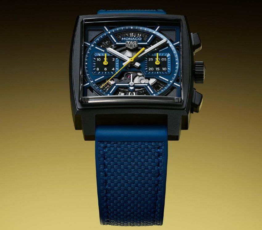Chronographe TAG Heuer Monaco : version bleu foncé au cadran squeletté Chronographe TAG Heuer Monaco : version bleu foncé au cadran squeletté