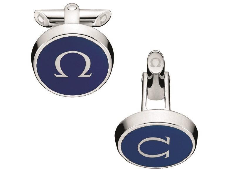 Omega boutons de manchette Symbole en laque bleue marine