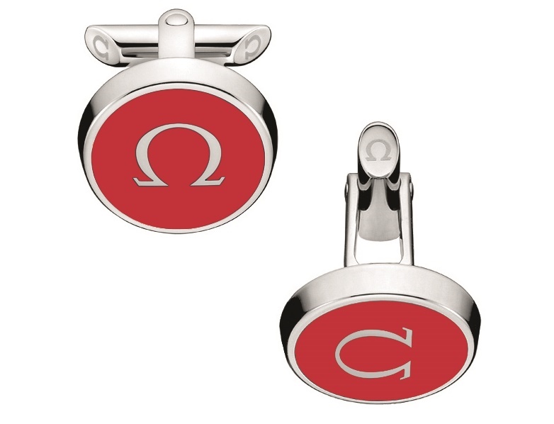 Omega boutons de manchette Symbole en laque rouge Omega boutons de manchette Symbole en laque rouge