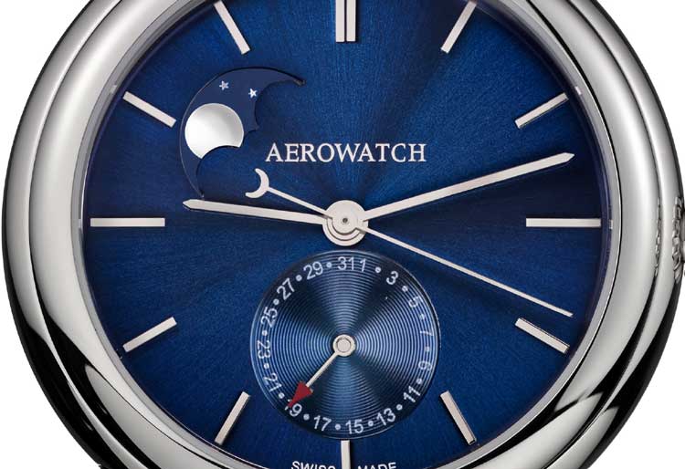 Aerowatch 1942 Phases de Lune Automatique : cadran bleu