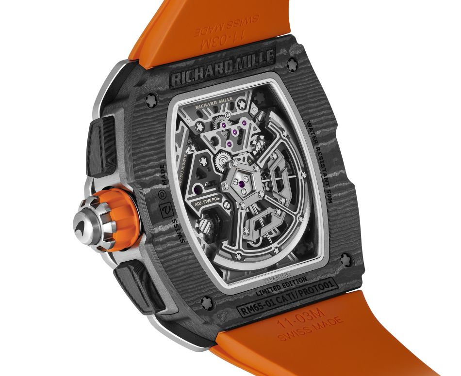 Richard Mille RM 65-01 Automatique Chronographe à rattrapante McLaren W1 : vrombissante machine Richard Mille RM 65-01 Automatique Chronographe à rattrapante McLaren W1 : vrombissante machine