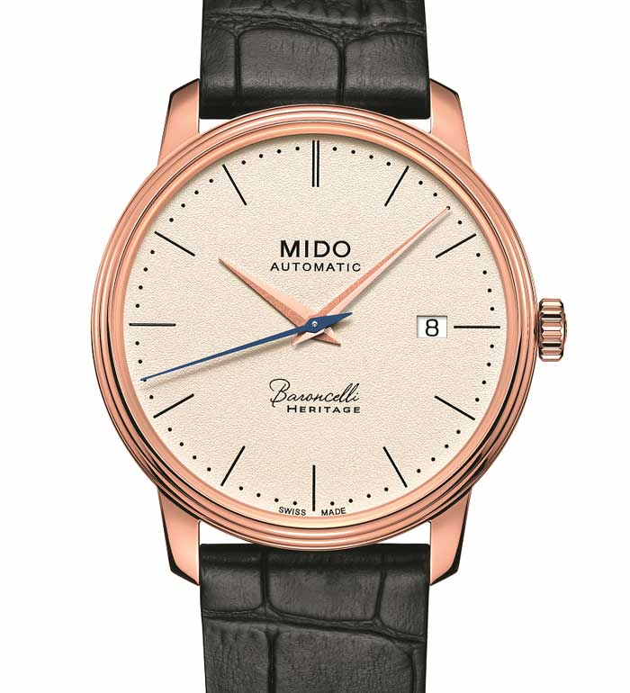 Mido Barconcelli Heritage PVD or rose