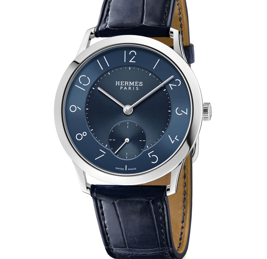 Slim d'Hermès acier cadran bleu nuit