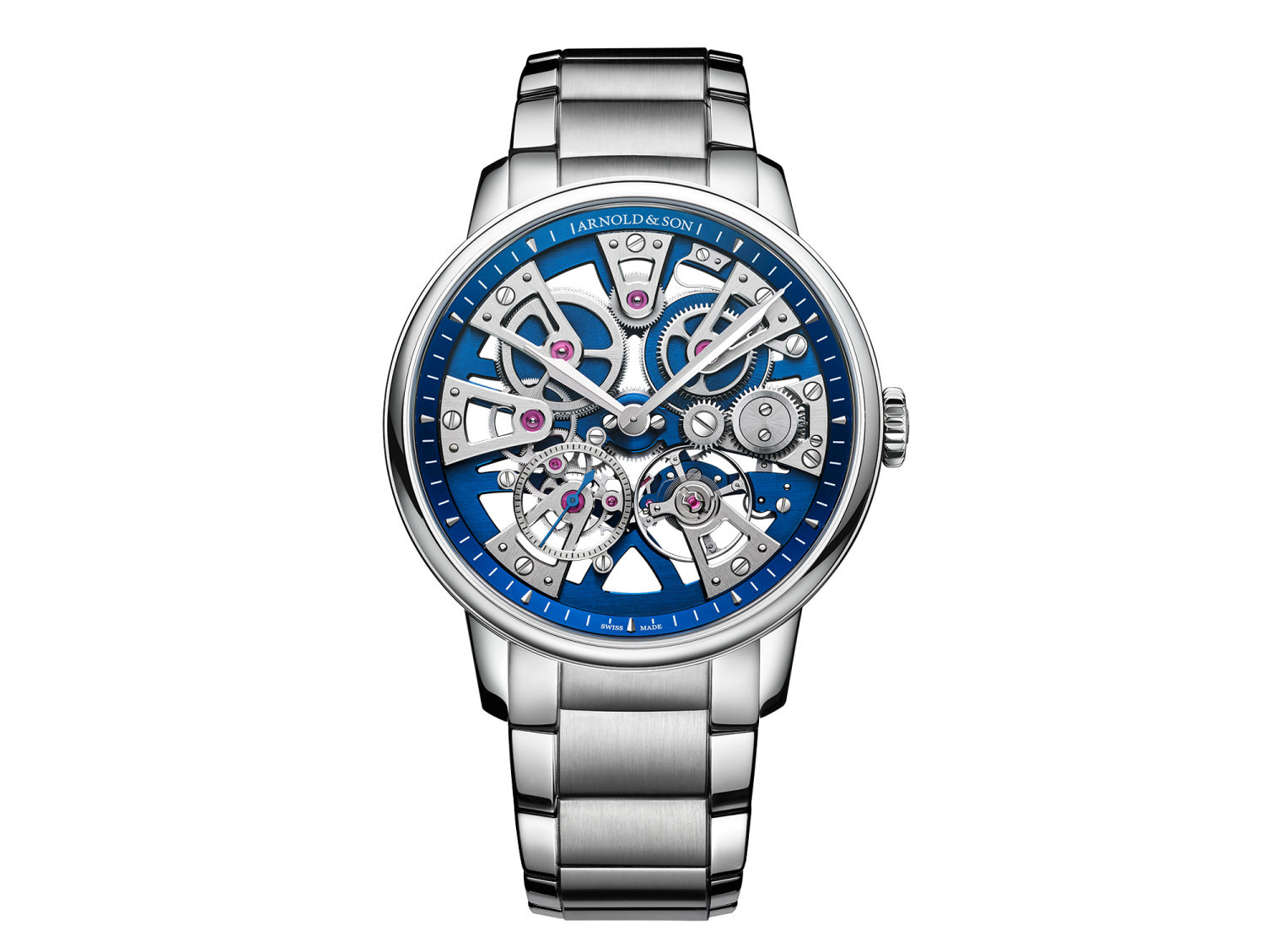 Arnold & Son Nebula 40 : une édition bleue en acier au squelette rayonnant