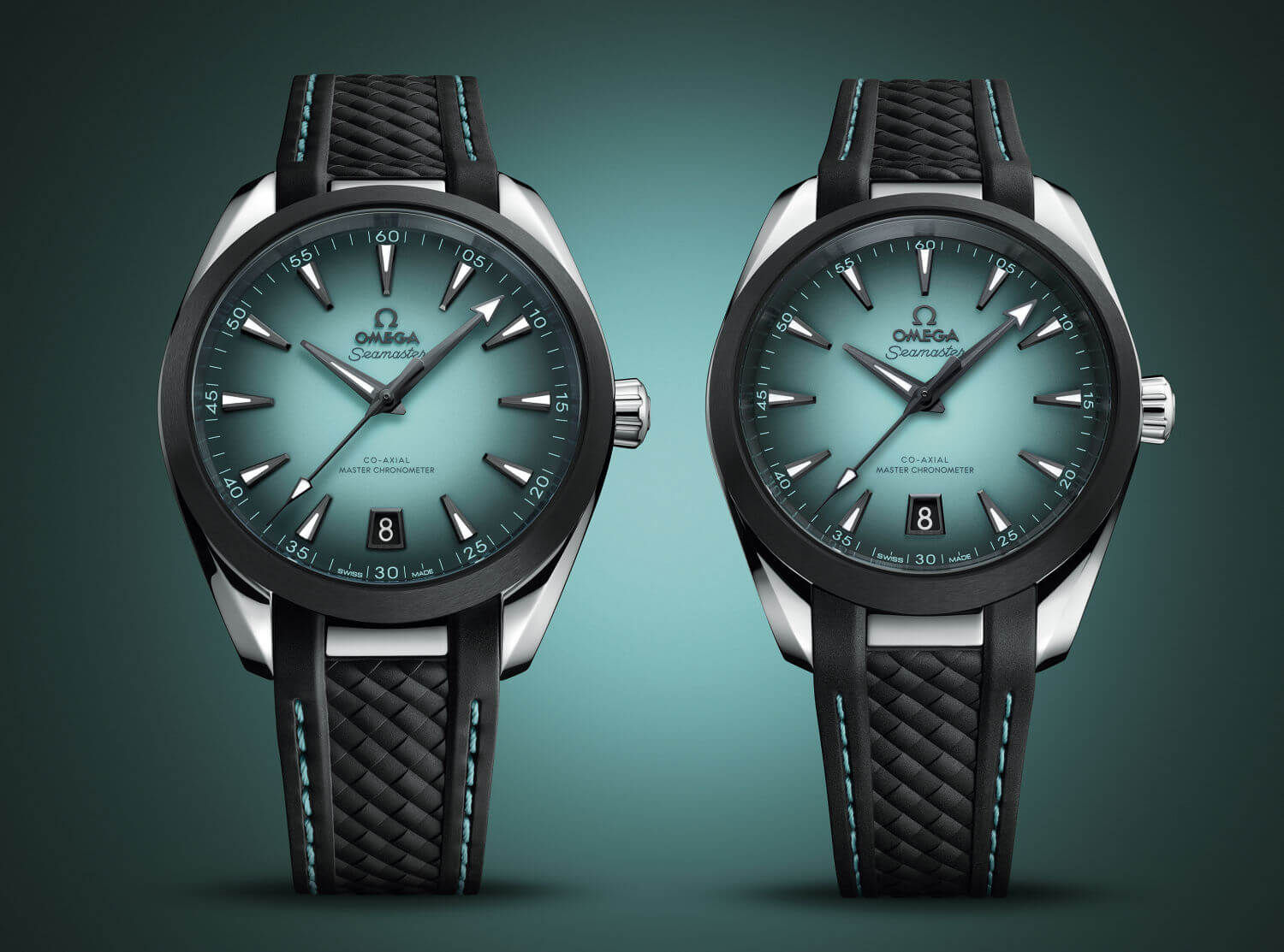 Omega : deux nouveaux modèles Seamaster Aqua Terra Turquoise avec lunette céramique