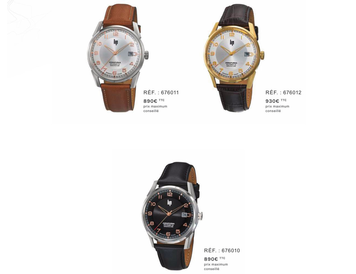 La montre de ville Annapurna embarque le calibre R26 "maison" de chez LIP : chic et classique