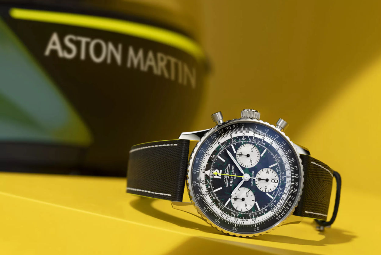 Navitimer B01 Chronograph 43 Aston Martin Aramco F1 : la toute première Navitimer en titane