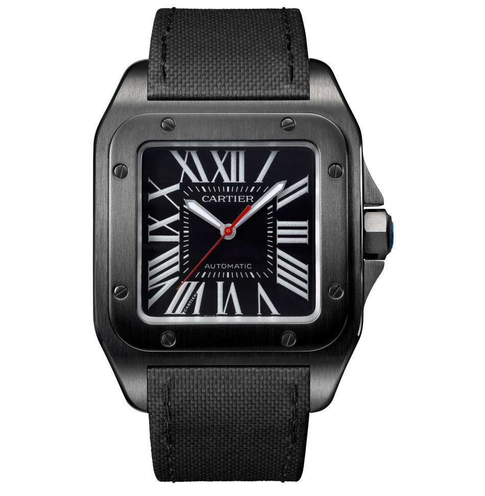 Cartier Santos 100 : elle s'habille de noir Cartier Santos 100 : elle s'habille de noir