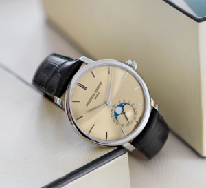 Frédérique Constant Slimline Moonphase Manufacture : cadran soleillé ivoire