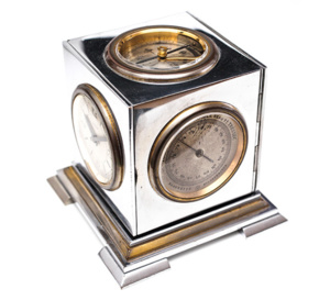 Hermès : pendulette 4 faces en métal chromé