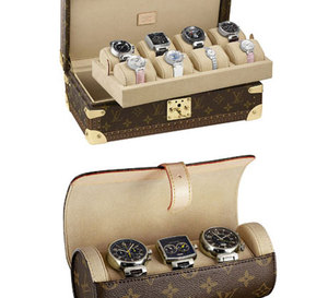 Louis Vuitton : un coffret et un étui à montres en toile monogram