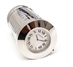 Cartier : pendulette boite à cigarettes et calendrier