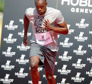 Usain Bolt court chez Hublot pour un événement caritatif