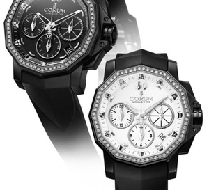 Admiral’s Cup Black Chronograph 40 : 127 grammes d’acier noir pour 66 diamants blancs