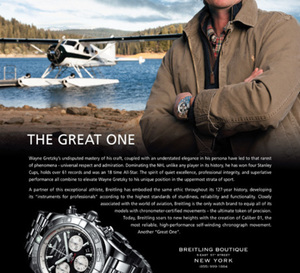 Wayne Gretzky « the Great One » : nouvel ambassadeur Breitling