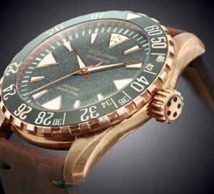 Eterna KonTiki Bronze cadran vert : splendide plongeuse