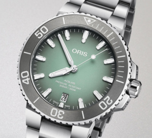 Oris Aquis : une plongeuse cool heure menthe à l'eau