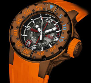 Richard Mille : la montre de plongée RM 028 arrive sur bracelet orange et boitier en PVD Brun