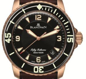 Fifty Fathoms Blancpain : un modèle au boitier or rouge satiné