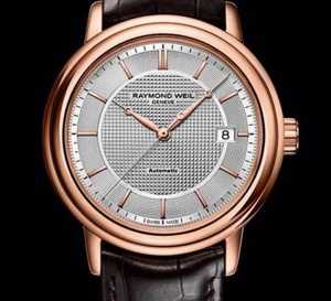 Raymond Weil Maestro trois aiguilles PVD or rose