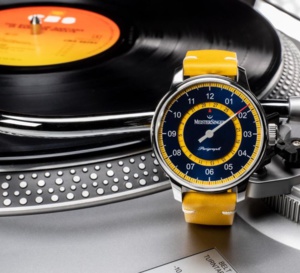 MeisterSinger Perigraph Mellow Yellow : cadran bleu soleillé et jaune soleil