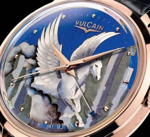 Vulcain 50s Presidents’ « Pegasus » émail grand feu : couple de pégases dans le ciel pékinois